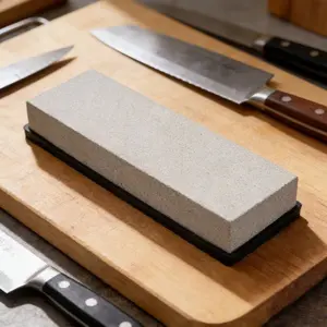 One natural white sandstone sharpening stone, grit 800, with anti-slip pad; hand tool suitable for kitchen, outdoor woodworking, and various knives. outdoorfun