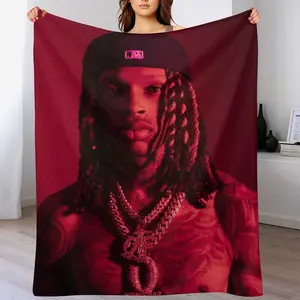 A blanket with Rapper King Von theme print, super soft, lightweight and durable, suitable for sofa, bed, office, camping or travel supplies 50*40