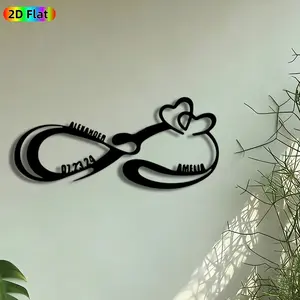 1pc Infinity Heart with Names & Date Metal Wall Art, Personalized Couple Statue Mural, Intricate Craftsmanship, Perfect for Anniversary, Valentines Day Decor, Perfect for Bedroom Living Room Wedding Venue Decor, Ideal Gift for Romantic Couple Enthusiasts.