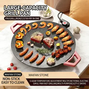 griddle Maifan Stone Multifunctional Electric Griddle Pan Non-Stick Marble Coating Plug-in Grill for Home Indoor Use Barbecue Meat Fish Frying & Grilling universal