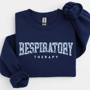 Respiratory Therapy T-Shirt or Sweatshirt, Blue Toile RT Shirt, Respiratory Therapy Hoodie, Lung Therapist Tee, Floral RT Bottom Cotton Grad Gift outfits women