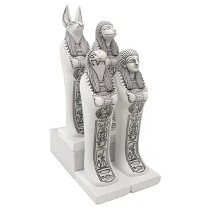 4Pcs Minimalist Ancient Egyptian Statues Set, Cute Sons of Horus Resin Ornaments, Modern Home Decor Figurines for Shelf & Desk, Perfect Gift Idea!