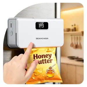 SEANCHEER TX-007 Rechargeable Mini Bag Sealer, 6 Adjustable Levels Heat Sealer with Magnet & Cutter, Portable Bag Resealer for Chip, Mylar & Plastic Bags - Gift for Women Mom Wife Men Dad Husband Friends.