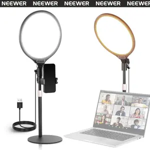 NEEWER Basics R10 10.5" Desk Ring Light with Stand/Phone Holder/Timer, 3000-6500K Full Screen 15W LED Selfie Panel Lighting for iPhone Recording Streaming Makeup Laptop Webcam Video Conference Zoom, Mothersday gift