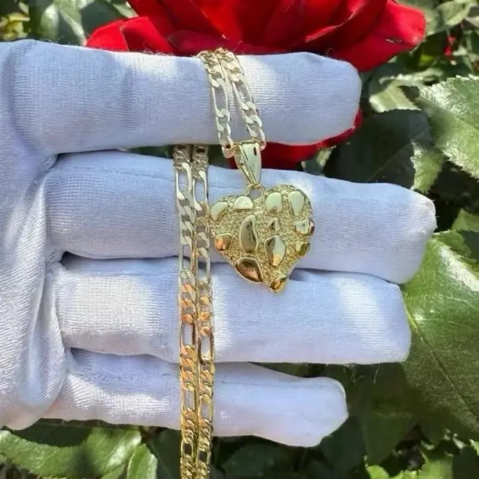 Gold Nugget Heart Necklace