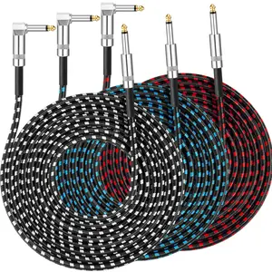 Tomorotec 3-Pack 10ft Braided Guitar Cables for Electric Guitar, Bass, Microphone, Speaker, Mixing Console, 1/4" Interface Instrument Cables with Durable Copper & PE Build and Tangle-Free Tweed Jacket