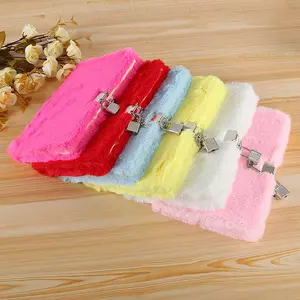 A5 Plush Notebook with Lock, 1 Count Creative Lined Diary Notebook, Notebook Journal, Stationery Supplies for Home School Office, Gift for Girls Women