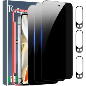 Full Coverage 3 Pack  Screen Protector for  Pixel 9 Pro [Phone Case Friendly], 3 Pack Tempered Glass Camera Lens Protector Accessories [Auto- Dusting & Adhesive]
