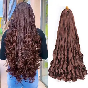Synthetic French Curl Braiding Hair for Black Women 22Inch 8Packs Curly Braiding Hair for Box Braids 75g/Pack Bouncy French Curly Braiding Hair Extensions (22Inch,8 Packs,33#)