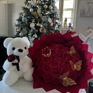 Eternal Heart Shape Foam Rose Bouquet - 30 Soft Foam Roses, Lightweight Texture, Realistic Look, Perfect for Gifts Decor Plants