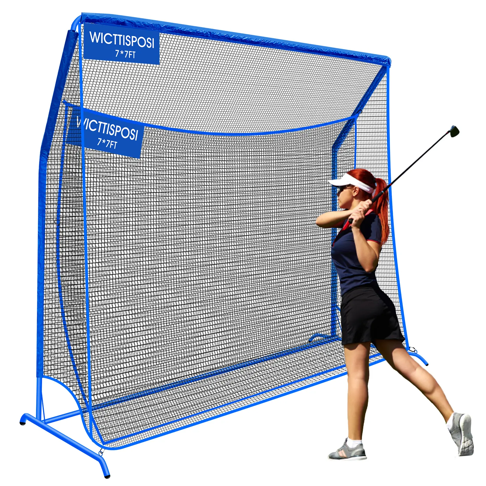 WICTTISPOSI Golf Hitting Net with Extra Striking Net, Heavy Duty Golf Practice Nets for Golfers Backyard Driving Swing Chipping, Golf Impact Nets with Metal Frame and Storage Bag, Indoor Outdoor Use tiktokshopbacktoschool