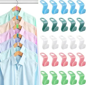 100 PCS Space Saving Hanger - Space Saver Clothes Hanger Connector with Stacking Hooks and Heavy Duty Cascading Connection