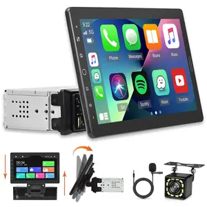 10.1 Inch Single Din Car Stereo with CarPlay, Android Auto, Detachable Touch Screen, 1080p, EQ Audio, SWC, Bluetooth, Gps, Backup Camera & MIC