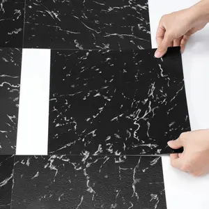50 PCS - 12” x 12” Self Adhesive Vinyl Floor Tiles  1.5mm Thick Black Marble outdoorfun