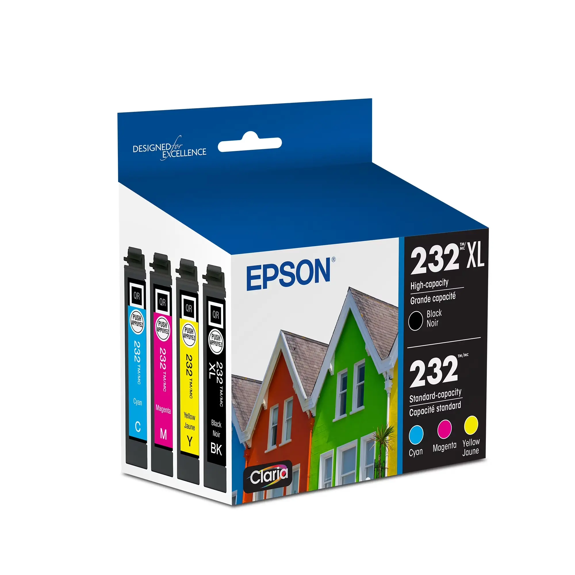 232 Claria Ink High Capacity Black & Standard Color Cartridge Combo Pack (T232XL-BCS) Works with WorkForce WF-2930, WF-2950, Expression XP-4200, XP-4205