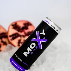 Moxy Energy Tropical Surge Case - 12 Pack Zero Sugar Energy Drinks with Natural Caffeine & Lion's Mane Mushrooms No Crash Clean Ingredients - Beverage Perfume