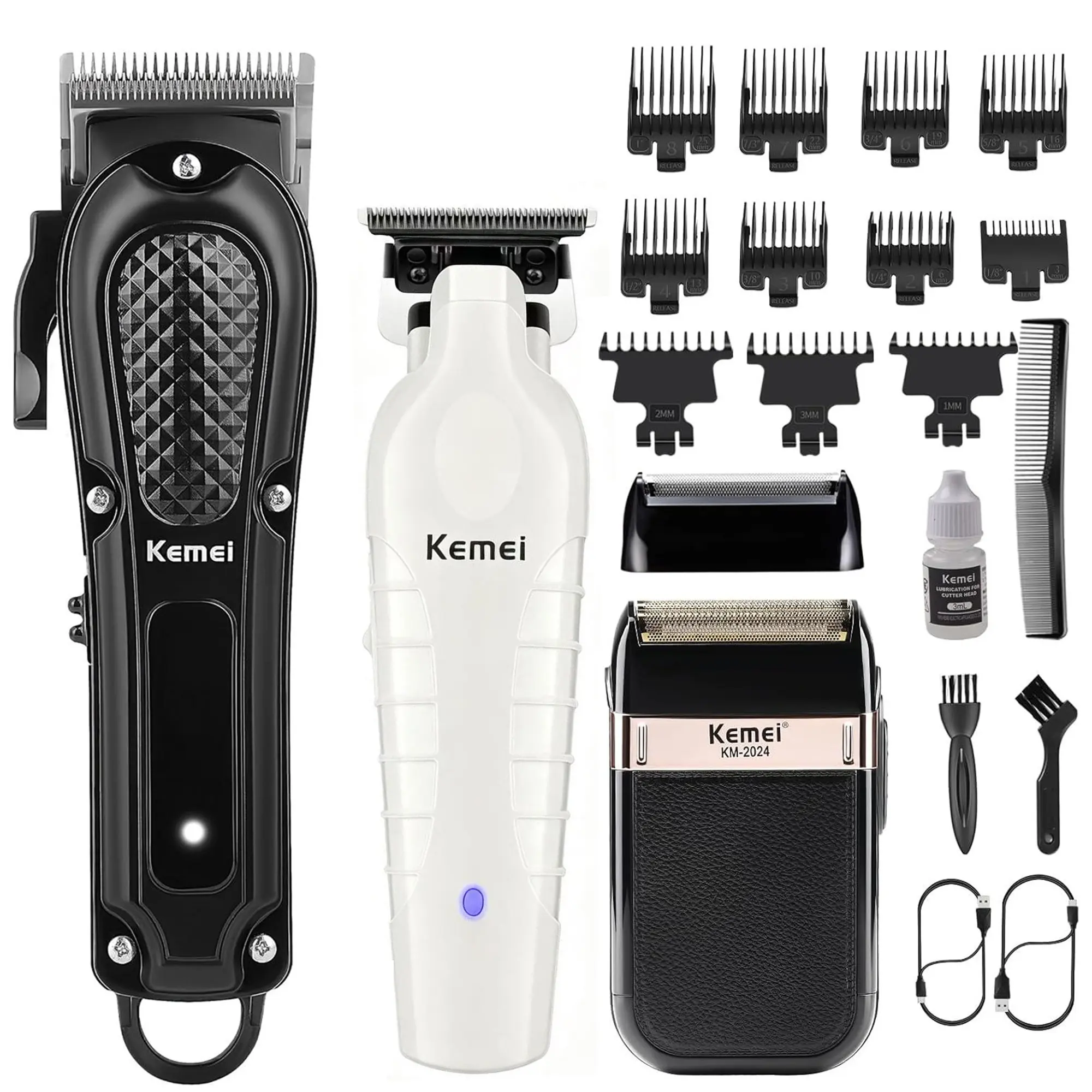 Kemei Professional Men's Hair Clipper Set，kemei1071，kemei2299white，kemei2024