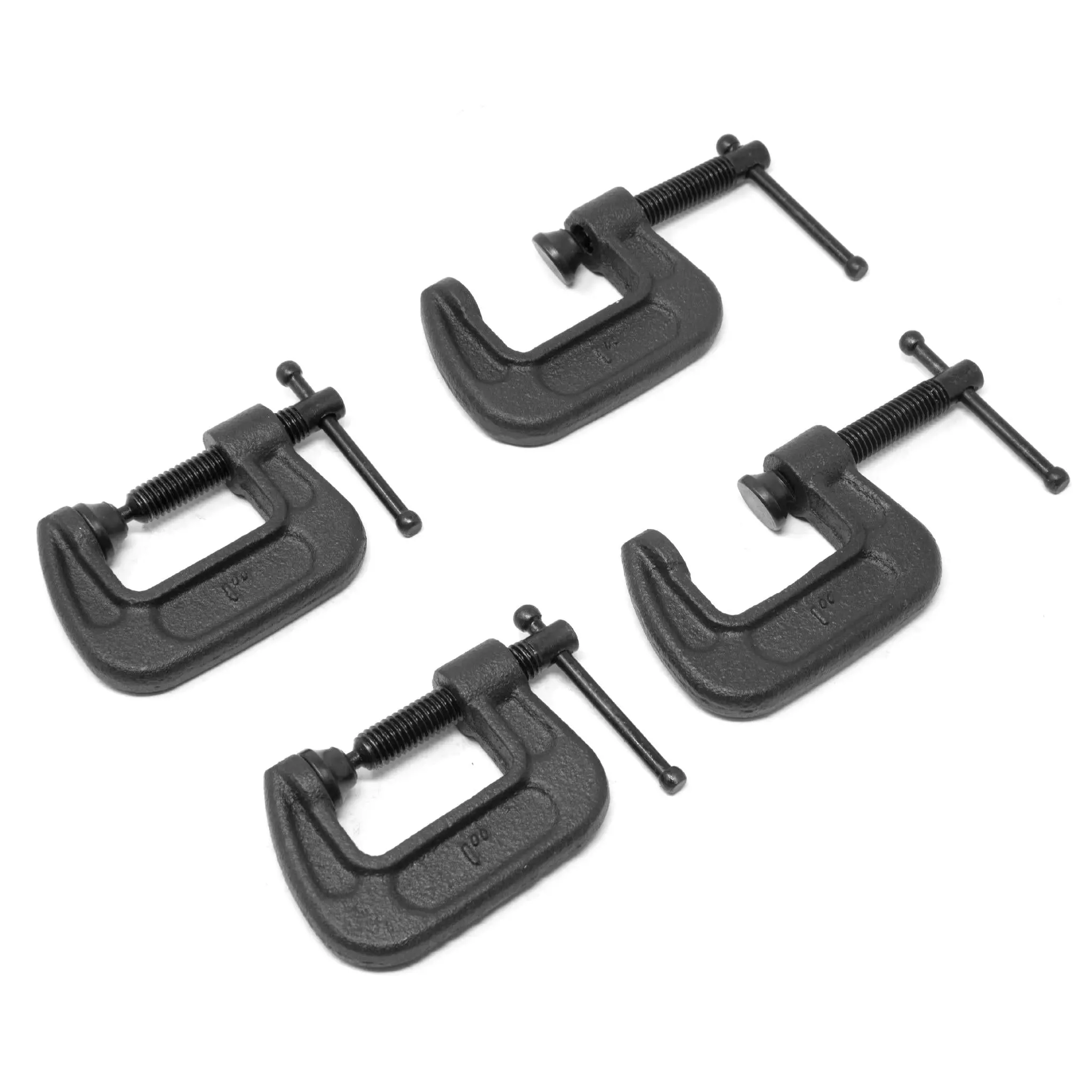 WEN CLC108 Heavy-Duty Cast Iron C-Clamps, Hardware, 1-Inch Jaw Opening, 0.8-Inch Throat, 4-Pack