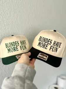 Blondes Have More Fun Hat – Embroidered Funny Trucker Cap in Black or Green, Retro Humor Baseball Hat for Women, Y2K Blonde Gift Idea