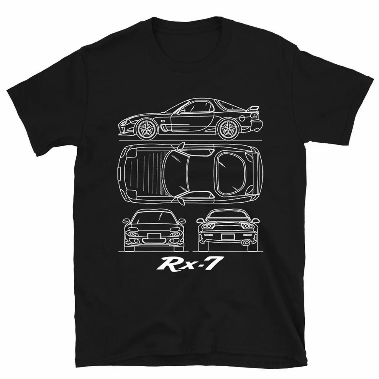 RX-7 Savanna R2 JDM Sports Car Mens T shirt Blueprint Automotive Cotton Tee Unisex T-Shirt Sweatshirt Hoodie, Gift for Car Lovers