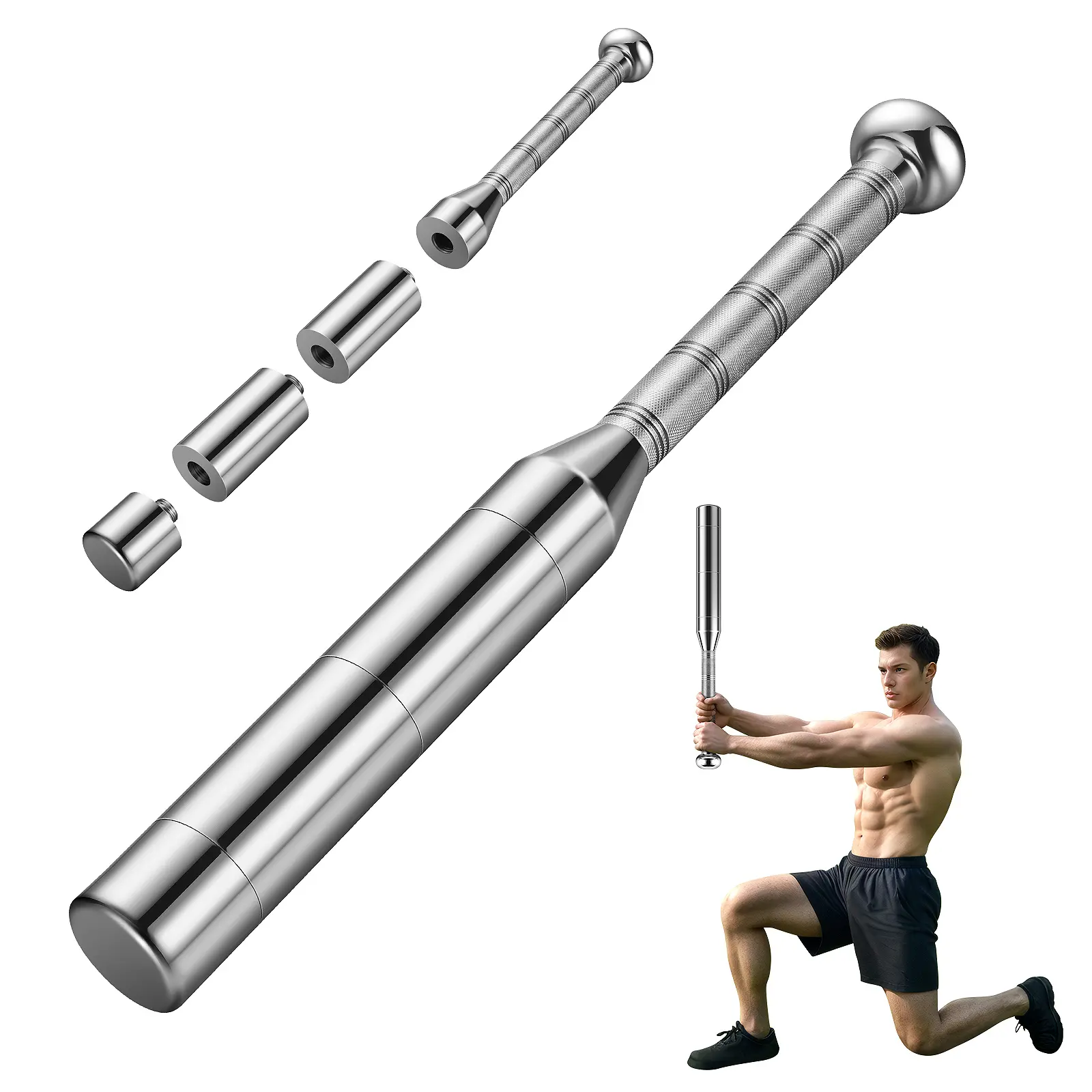 EAST MOUNT Adjustable Macebell Clubbell with Adjustable Weight Plates, 6-in-1 Premium Steel Indian Clubbell, 6 Settings for Strength Training, Shoulder Grip & Forearm Workouts, Adjustable Weights Plates