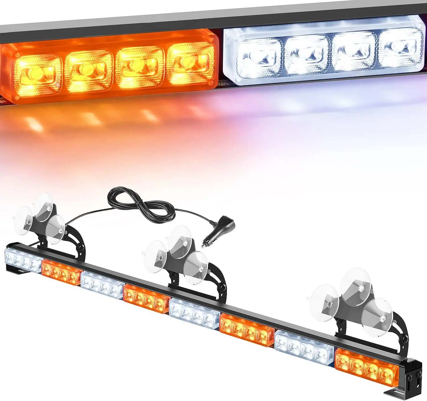 Nilight 35in 32-LED Strobe Module Kit - 21 Flash Patterns, Aluminum Suction Strobe Car Lights, 12V Power Plug Safety Emergency Lights for Trucks, Construction Vehicles, Off Road Use