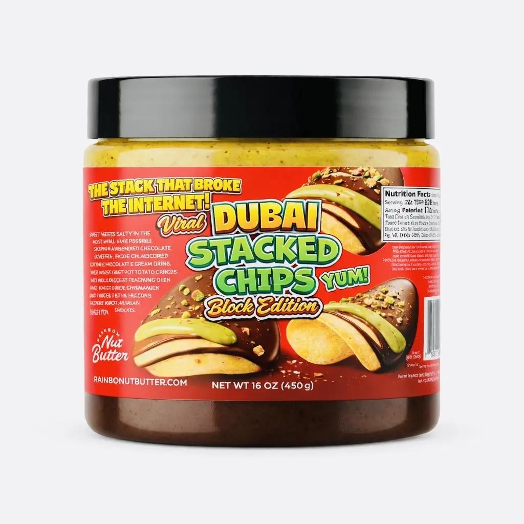 DUBAI STACKED CHIPS HAZELNUT BLOCK EDITION Hazelnut Pistachio Nut Butter Cream Crunchy Kataifi Kanafeh
