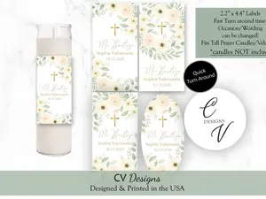 Baptism Ivory Candle Labels Any Occasion