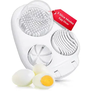 1 Egg Slicer, Suitable for Hard-Boiled Eggs, 3-Blade Mode Egg Slicer, Heavy-Duty Stainless Steel Egg Slicer - Kitchen Cutting Tool, Egg Cutter, Suitable for Strawberries, Mushrooms, Grapes, Cherry Tomatoes - White
