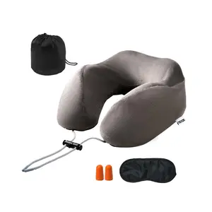 【FathersDayGift】 VEVOR Travel Pillow, Neck Pillow for Traveling, Upgraded Bamboo Charcoal Memory Foam Travel Neck Pillow with Eye Mask, Earplugs and Storage Bag, Suitable for Plane Car Home Recliner Use(Dark Gray)