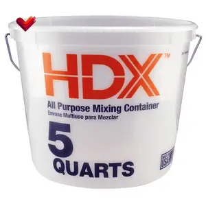 HDX 5 Qt. All Purpose Mixing Container - Graduated Measurements in Ounces & Liters, Reusable Steel Wire Handle, Polyethylene Resin Material