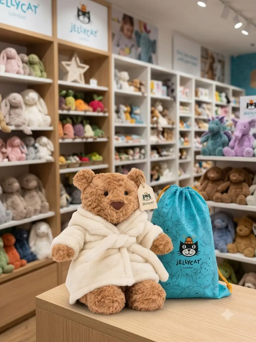 Bartholomew Bear ‘Bathrobe’ Plush – Official Jellycat Product, US Stock, Authentic Tag and Gift Bag Included
