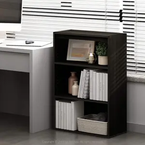 3-Tier Open Shelf Bookcase - Dark Espresso Finish, Ample Storage Space, and Sleek Design