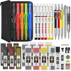 [Buy 2 Get 1] Nicpro Carpenter Pencil Set with Sharpener, CP3000 Mechanical Carpenter Pencils with Refills, Deep Hole Long Nib Marker, Carbide Scribe Tool, Construction Pencils for Architect Woodworking