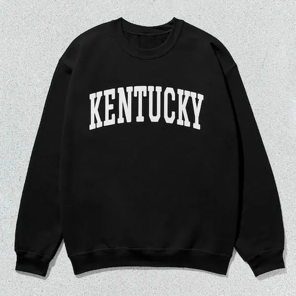 Men's Kentucky Collegiate Crew Neck Cotton Blend Sweatshirt - Menswear, Unisex Casual Long Sleeve Letters Print All Seasons Pullover Tops