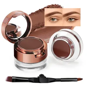 Cream Eyebrow Duo Kit, Brow Powder and Eyeliner Gel, Eye Brow Pomade Waterproof Highly Pigmented, Filler Thicker Brows, with Dual Head Brush