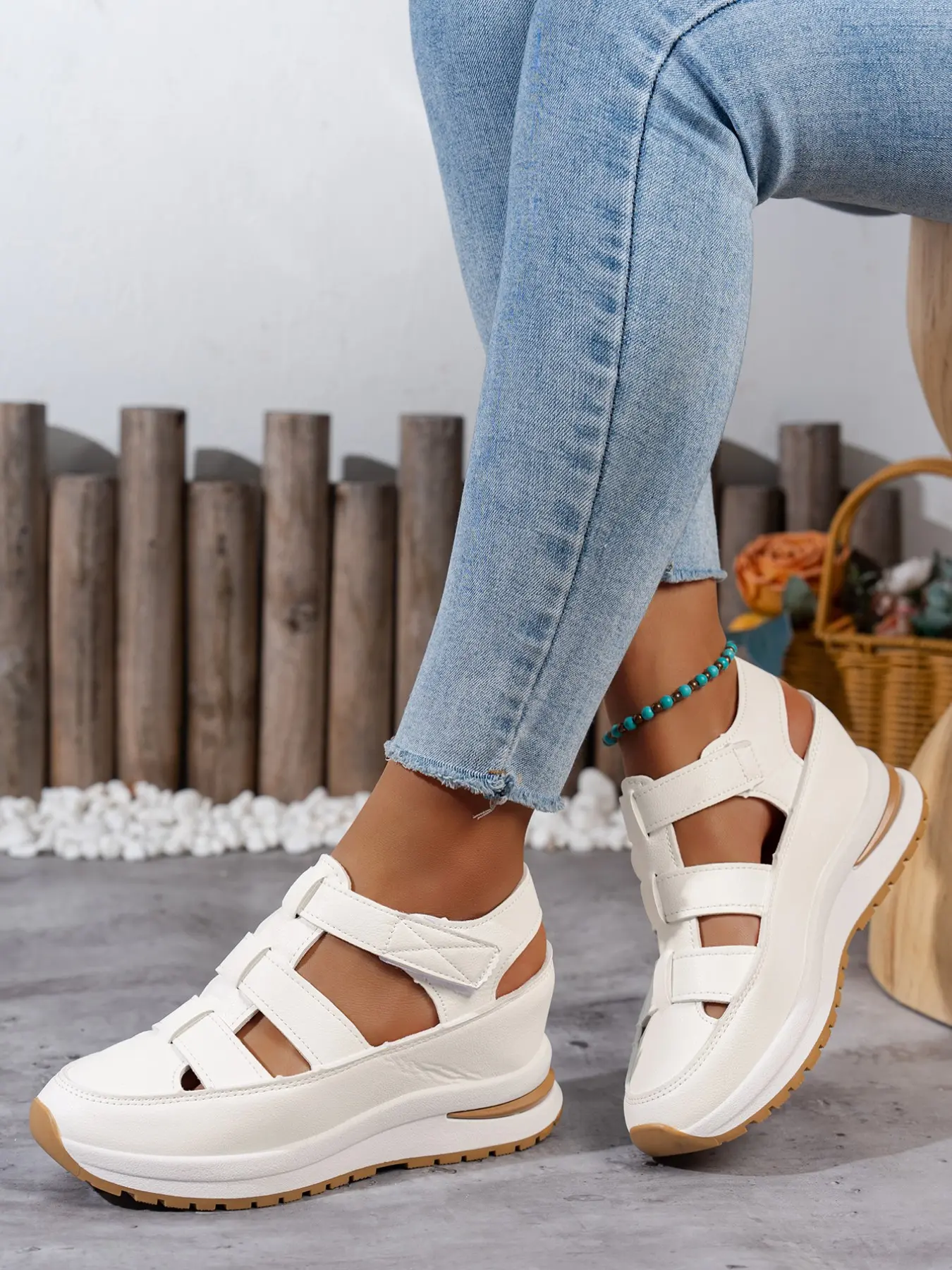 Summer New High-Top Women's Wedge Sandals, High Platform Sandals, PU Leather Sandals, Casual Trendy Sandals, Fashionable Footwear, Fashion Wedges, Side Zipper Easy On/off, Soft Sole Comfortable Lightweight Fashion Shoes