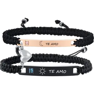 Personalized Couple Bracelet Customized Couple Bracelets Set Mutual Attraction Custom Name Relationship Bracelet Personalized  for Men Women