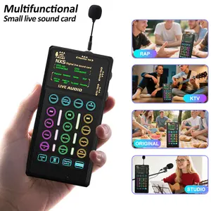 Portable Handheld Live Streaming Digital Sound Card Set, Voice Changer Usb Audio Mixer, Portable Microphone Kit, Podcast Broadcasting Daily Use