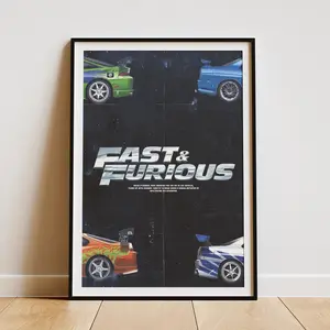 Fast & Furious Movie Poster, Iconic Cars Wall Art, Street Racing Car Poster, Garage Decor, Gift for Car Lovers( Unframed - Print Only ) (No Frame)