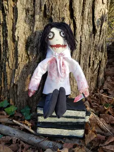 Jeff the K*ller Art Doll, Rag doll, doll ornament, goth art, goth decor, Gothic Art doll.
