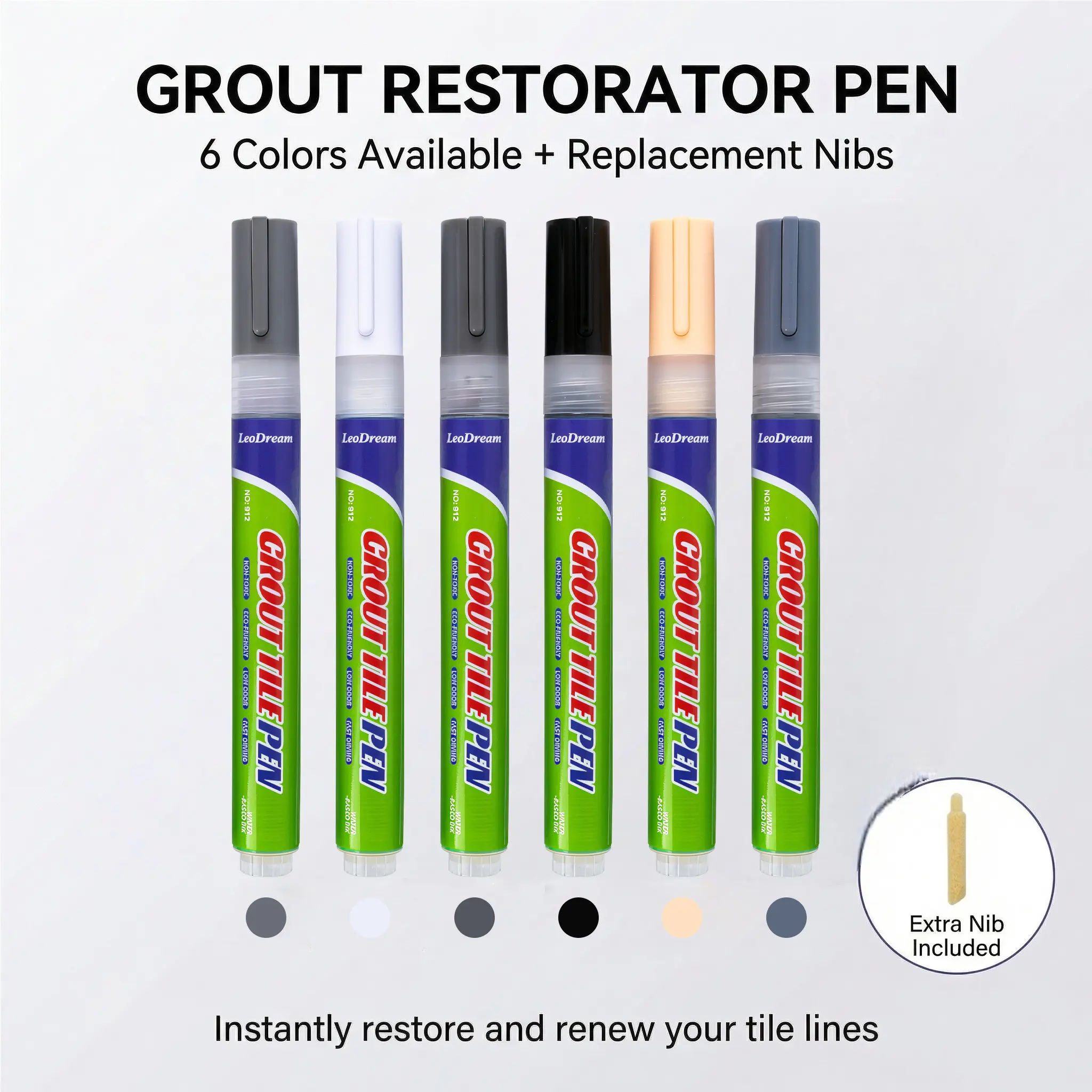6colors Tile Grout Repair Marker Pen | Waterproof Quick-Dry Filler | For Bathroom Kitchen Floor Wall | DIY Home