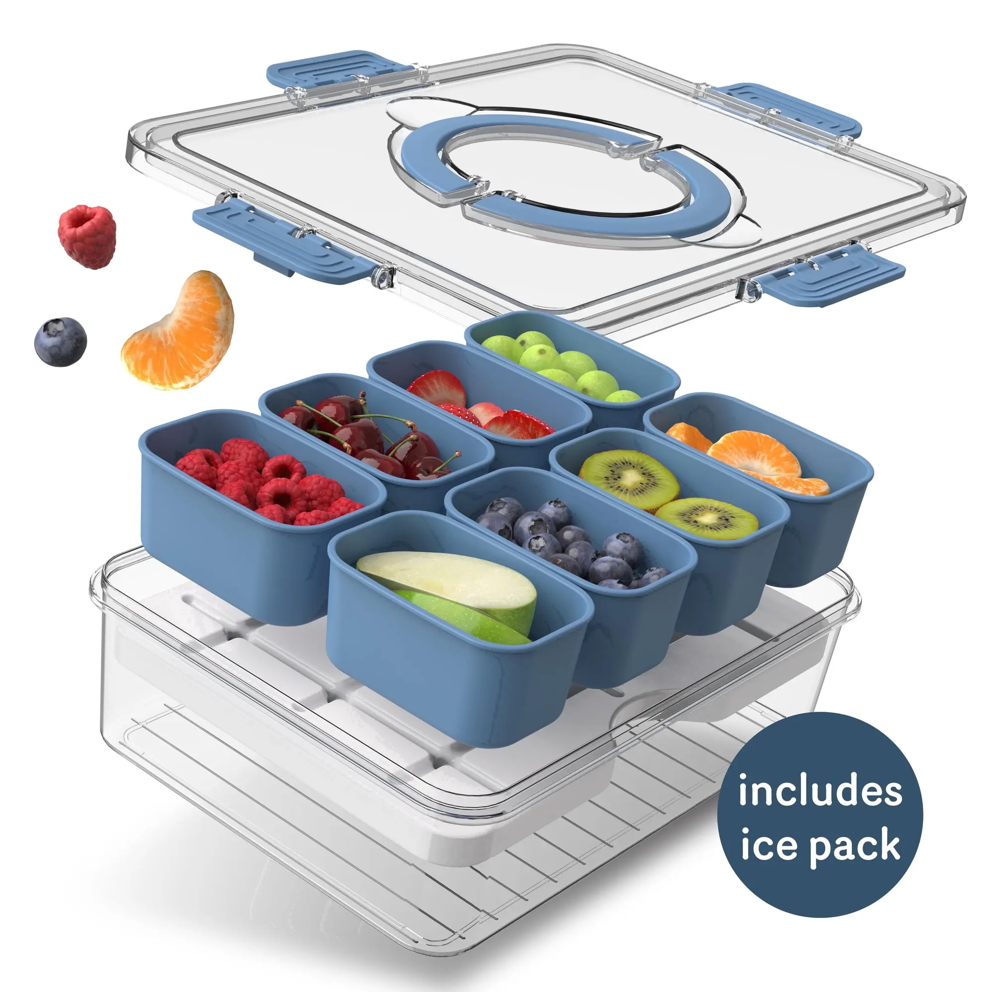COOK WITH COLOR Snack Container with Ice Pack, Food Storage Containers, Meal Prep Containers Plastic Food Jars Bpa Free Lids