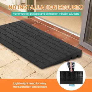 Rubber Threshold Ramp, Threshold Ramps Door Ramps, Non-Slip Solid Ramp with Double-Sided Tape