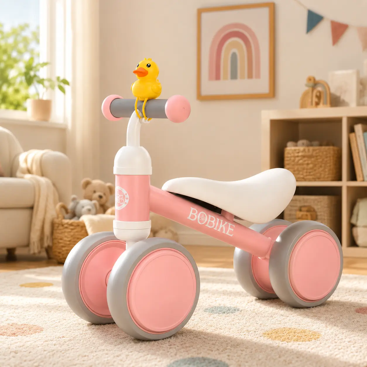 Bobike Unisex No-Pedal Baby Balance Bike with 4 Ride-On Wheels, Toddler Walker, Certified Under ASTM F963-11 & EN71, Top 1st Birthday Gift (Toys & Hobbies, Sports & Outdoor Play Ride-On Toy)