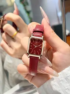 Women's Elegant Rectangular Quartz Watch, Vintage Style, Metal Case, Mineral Glass Dial, Buckle Closure, Daily Accessory, Fashionable Watch