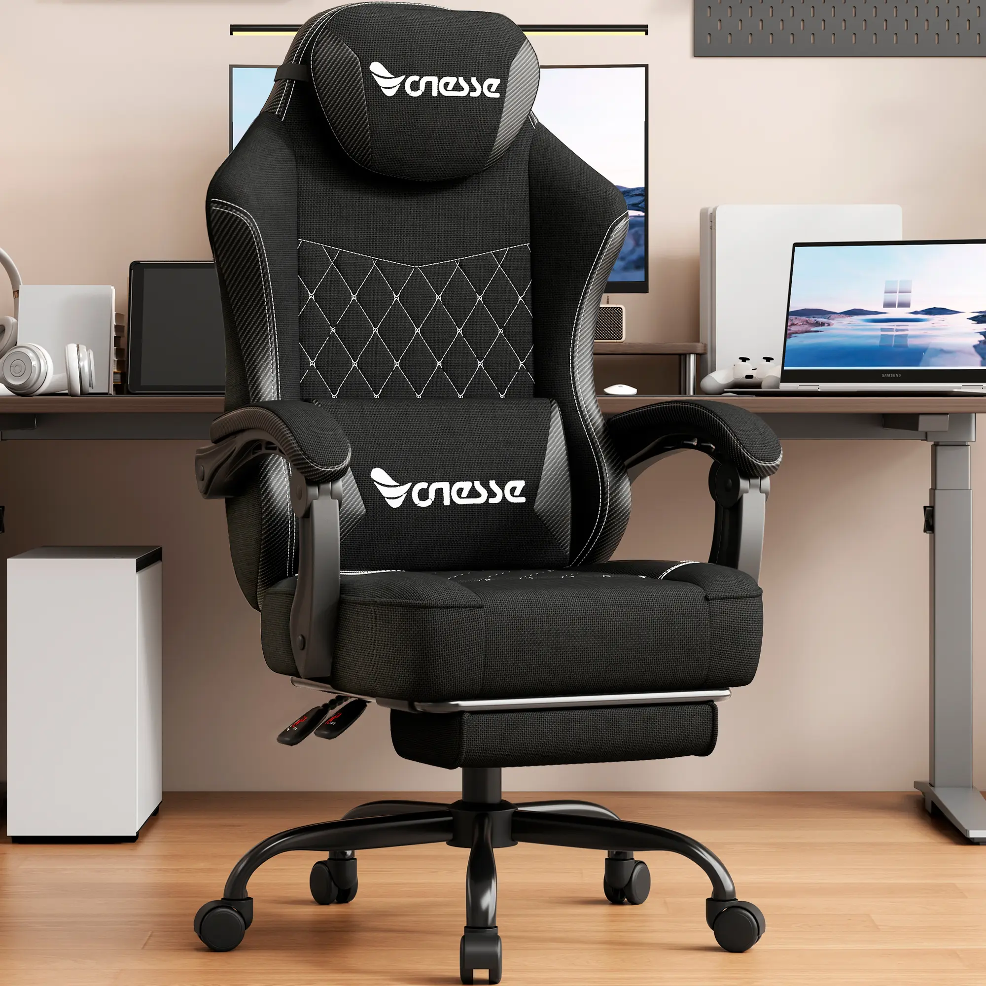VONESSE Adult Gaming Chair 300 lb High Back Ergonomic Chair with Foot Pedal and Massage Function, Model V3008A