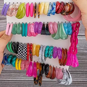 Easter Gift Mixed Color C-shaped Hoop Earring Sets, High Quality Earrings, Fashion Jewelry for Party Trendy Bohemian Statement Sets, Perfect for casual