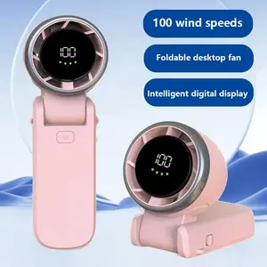 Portable Handheld Turbo Fan with 100 Wind Speeds Intelligent Digital Display Foldable Design for Outdoor Travel and Working