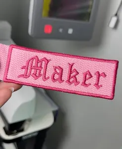 Maker Embroidered Bag Charm Keychain | Pink Gothic Fiber Artist Accessory